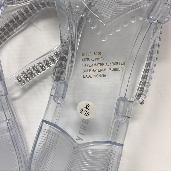 Charles Albert Rubber Sparkly Strappy Sandal, Women's Size XL 9/10 - Clear - Picture 8 of 9